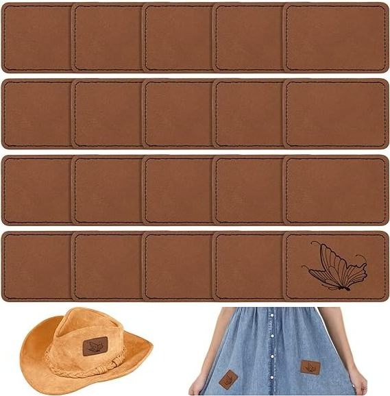 Custom Laser Leatherette Hat Rectangle Embossed Leather Patches Iron On Leather Patch Jeans Denim Blank Solid Leather Patches