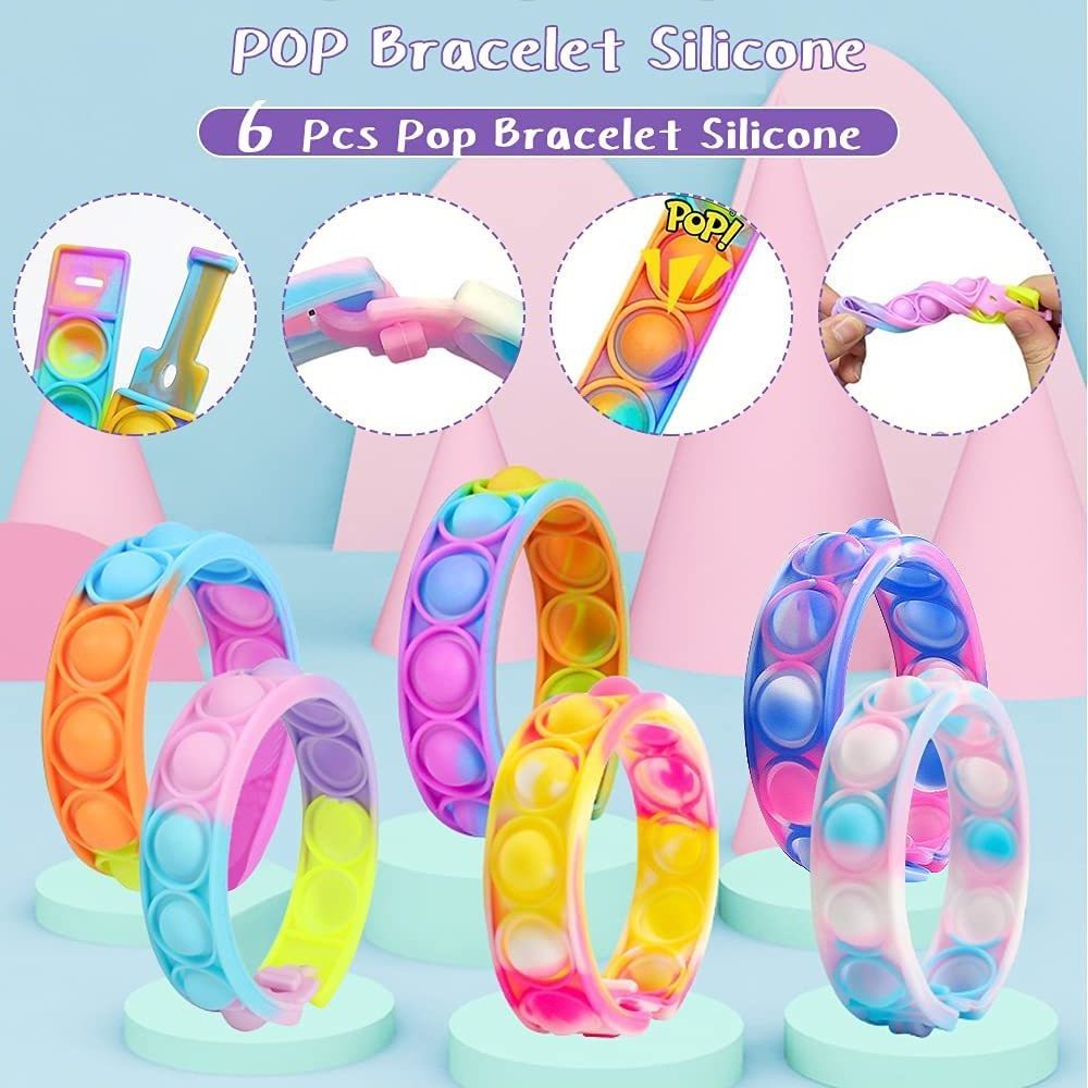 Silicone Pop Push Bubble Sensory Party Favors Kids Fidget Toy Wristband Pop Bracelet Fidget Toy