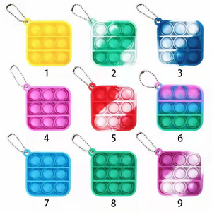 Wholesale Silicone Square Shaped Fidget Keychain Push Toys Popping Up Ball Bubbles Toy Fun Spinner Tent Fidget Sensory