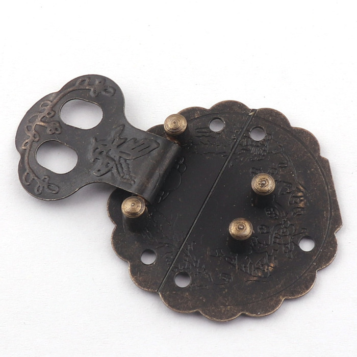 Antique bronze Round Embossing Decorative Jewelry Box Buckle Hasp Clasp Latch Lock For Wood Case Chest Box-40mm