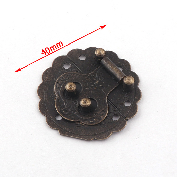 Antique bronze Round Embossing Decorative Jewelry Box Buckle Hasp Clasp Latch Lock For Wood Case Chest Box-40mm