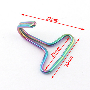 Wholesale Rainbow 25mm Metal hook Tie Down Tie Up Belt Belt Hook Double J Hook For Tie Down Strap/clothing/handbag