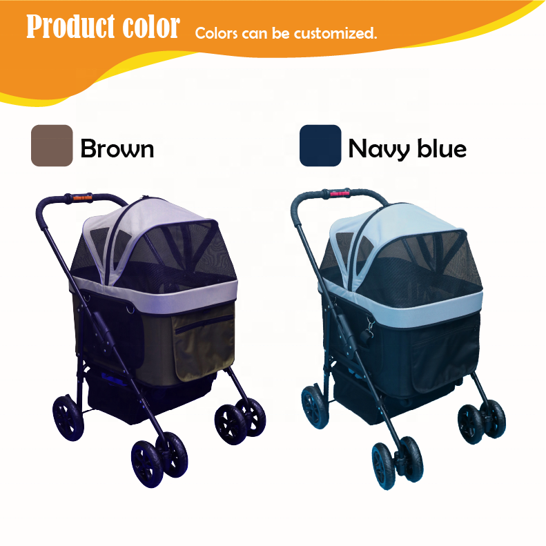 3-in-1 Cat Dog Stroller Foldable Four wheels Pet Stroller with Detachable Carrier