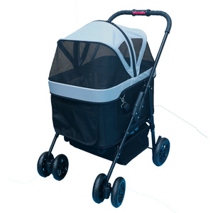 3-in-1 Cat Dog Stroller Foldable Four wheels Pet Stroller with Detachable Carrier