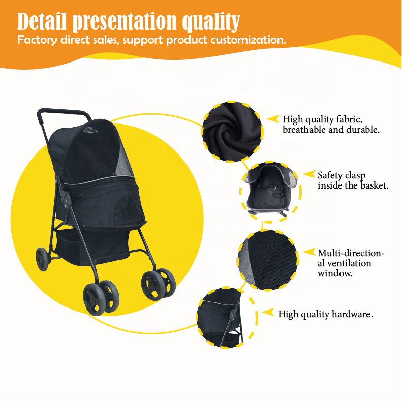 2023 New hot selling model portable large dog stroller twin pet gear travel lite 4 wheel  pet stroller