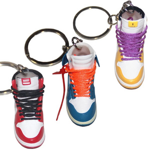 Xinxing Wholesale Fashion 3d Mini  Shoes Designs Rubber Keychain With Box And Bag Pendant  Llavero de zapatillas Keyring Sneaker