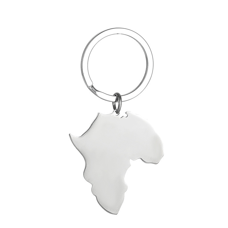 Xinxing Manufacturer Stainless Steel Africa Map Flag Charm Keychain Stainless Steel  Plated Africa Map Pendant Key Chain