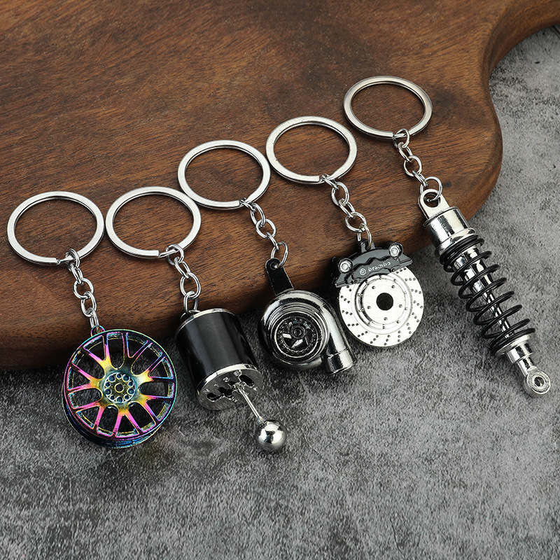 Xinxing Wholesale Metal Key chains Llavero turbo Electrico Metal Key Chain Set -Spinning Turbo Six Speed Manual Gearbox Keychain