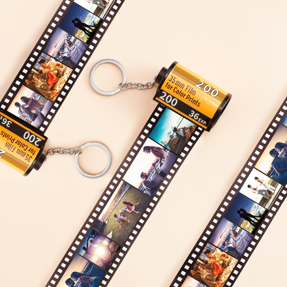 Creative Wholesale Digital Roll Personalized Metal Album Mini Retro Film Photo Mini Digital Photo Album Frame Keychain