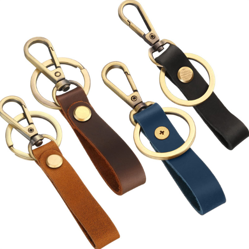 Lilangda Custom Logo Leather Valet Keychain Pendant Leather Key Chain with Belt Loop Clip for Keys Faux Leather Key Fob