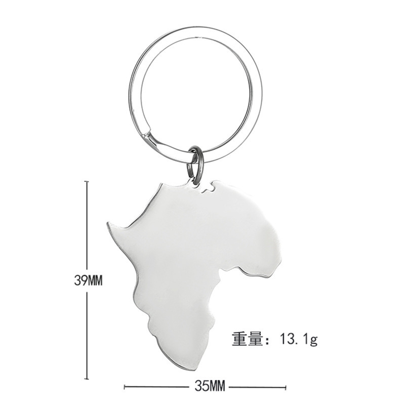 Xinxing Manufacturer Stainless Steel Africa Map Flag Charm Keychain Stainless Steel  Plated Africa Map Pendant Key Chain