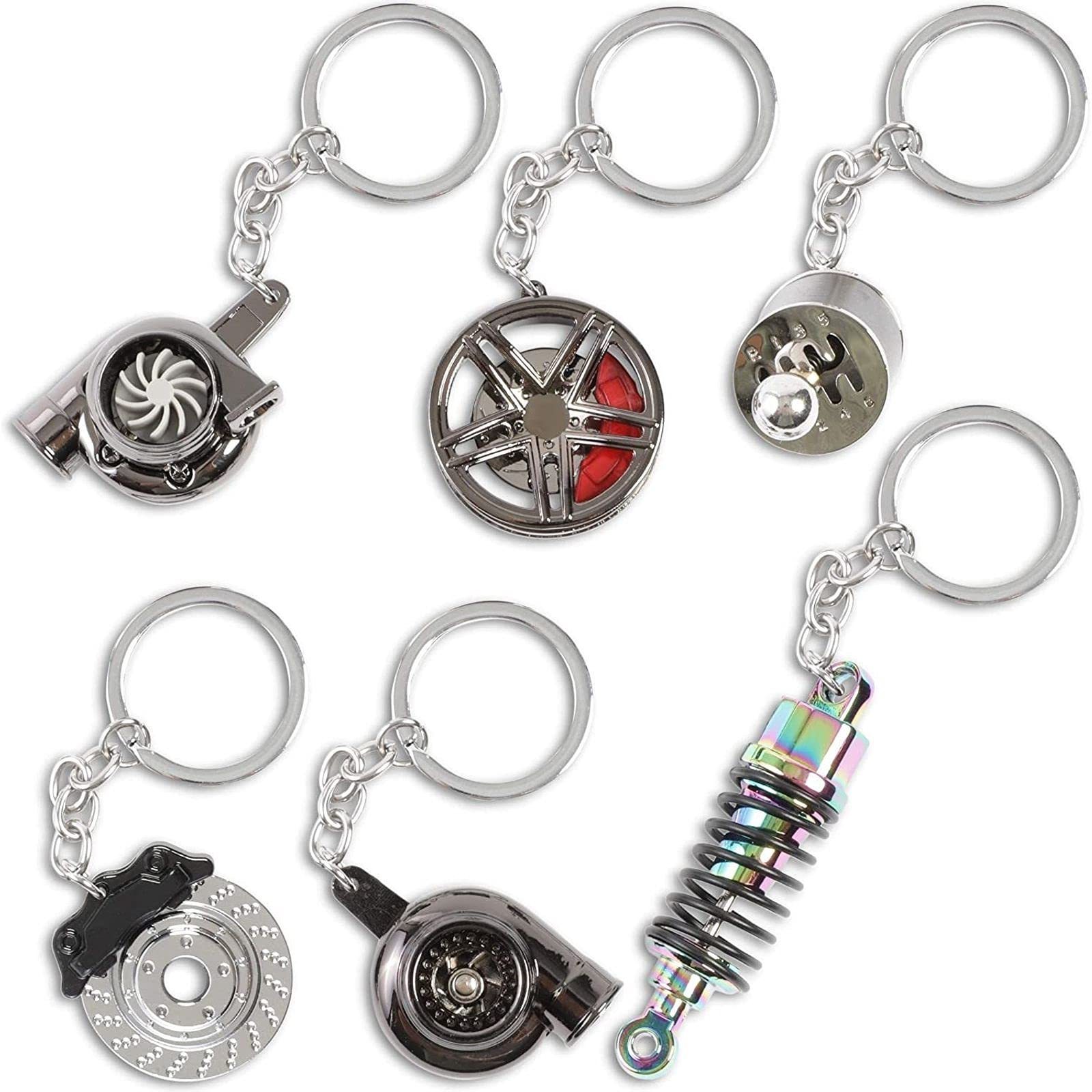 Xinxing Wholesale Metal Key chains Llavero turbo Electrico Metal Key Chain Set -Spinning Turbo Six Speed Manual Gearbox Keychain