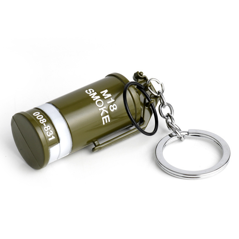 Fashion Battle Royale Smoke Bombs Key chain Alloy Weapon Pendant Small Gift Smoke Bomb Keychain