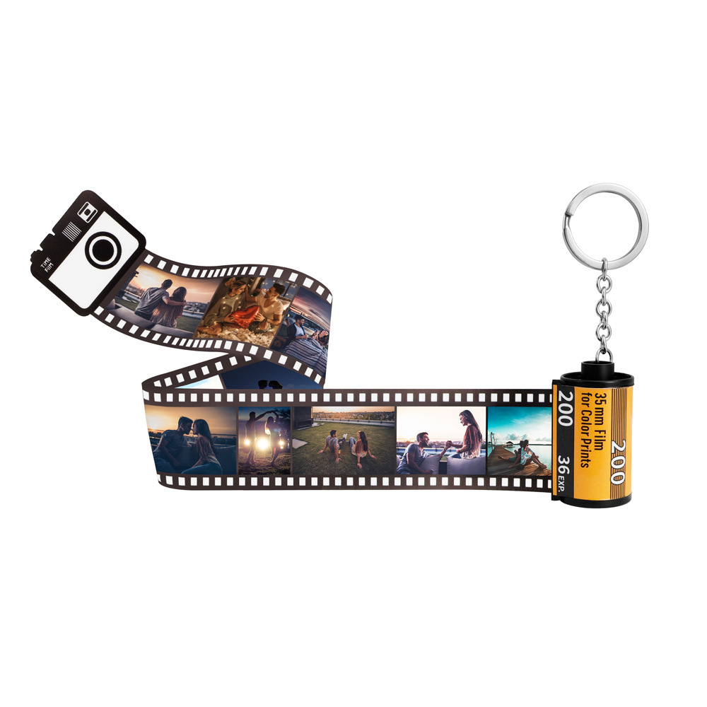 Creative Wholesale Digital Roll Personalized Metal Album Mini Retro Film Photo Mini Digital Photo Album Frame Keychain