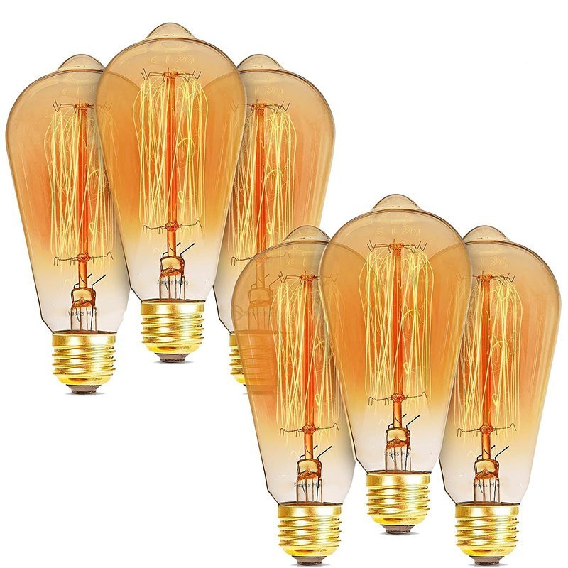 Retro Bulb E27 220V 40W Light Bulb A60 ST58 ST64 T10 T45 T185 G80 G95 Filament Vintage Ampoule Incandescent Spiral Tungsten Lamp