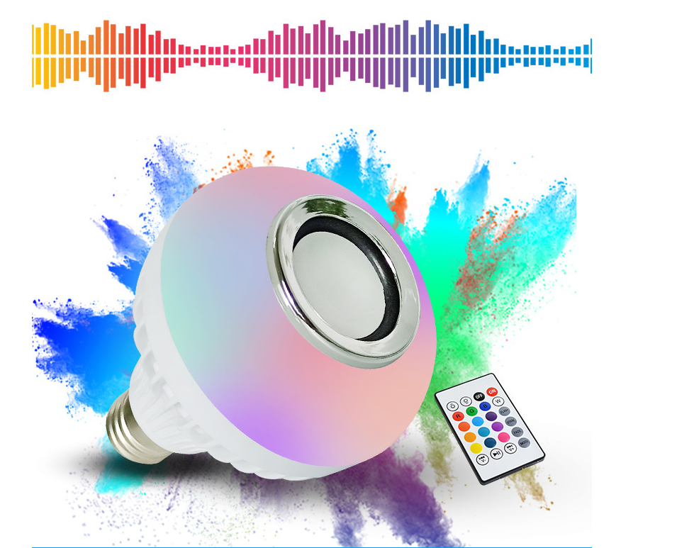 E27 12W Remote Control Music Bulb WiFi Color Home Speaker Music Bulb Dance Table Lamp RGB LED Smart Bulb