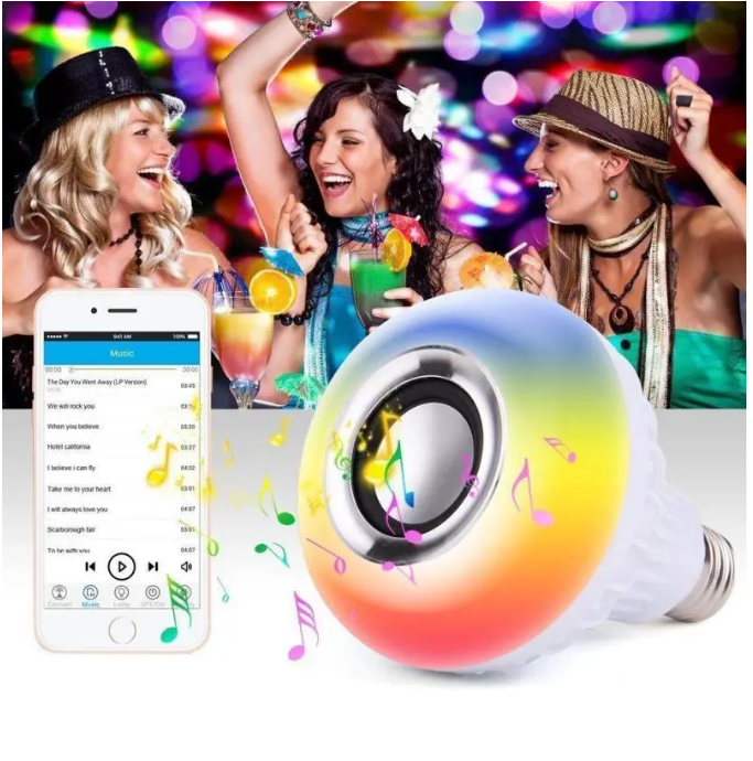 E27 12W Remote Control Music Bulb WiFi Color Home Speaker Music Bulb Dance Table Lamp RGB LED Smart Bulb