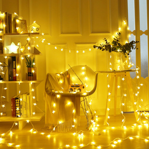 LED Lantern Star Light String Full of Stars Flashing Birthday Room Decoration Lights Christmas Neon Lantern String