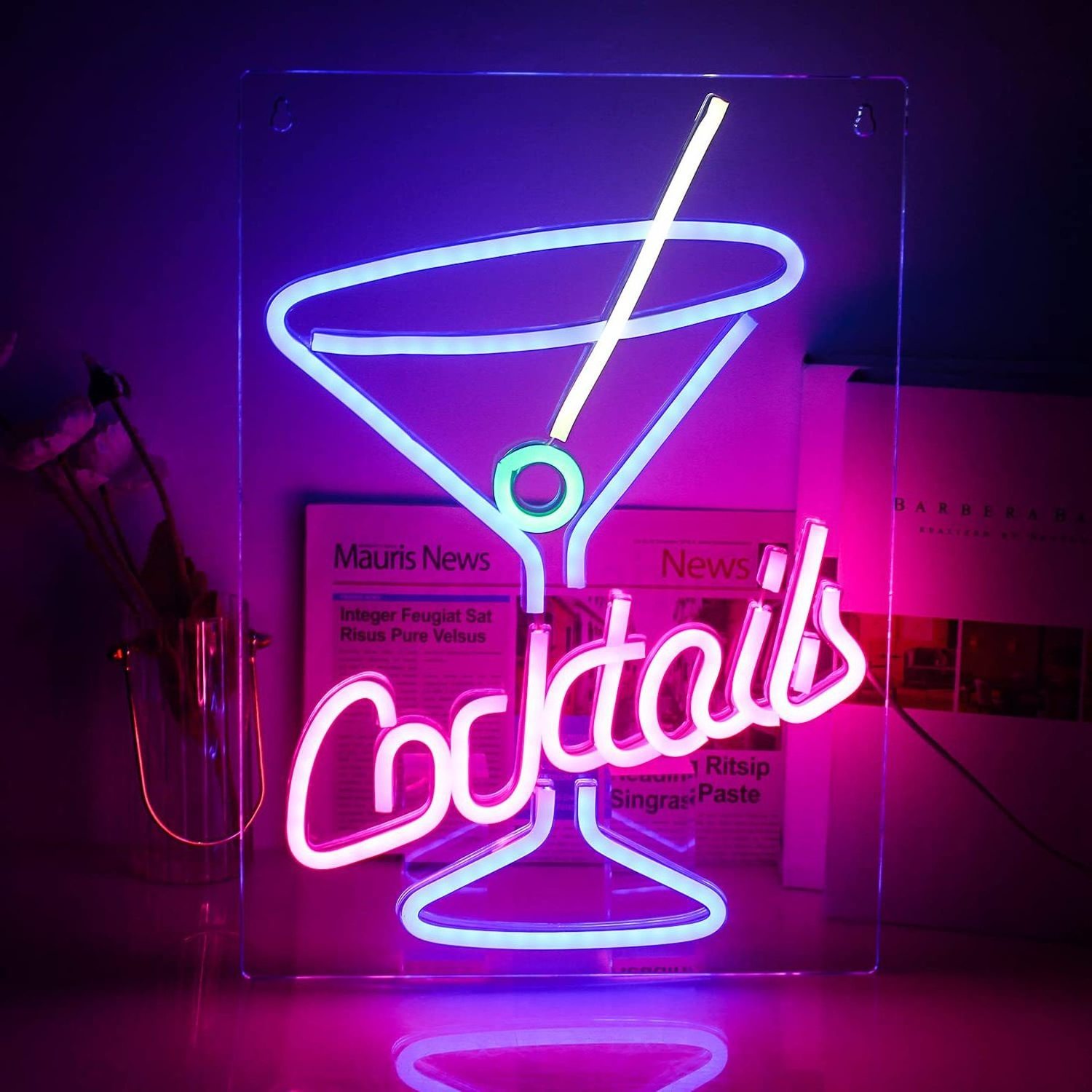 New LED Acrylic Backboard Neon Bar Decoration Cocktail Cocktails Abs Solar Garden Light