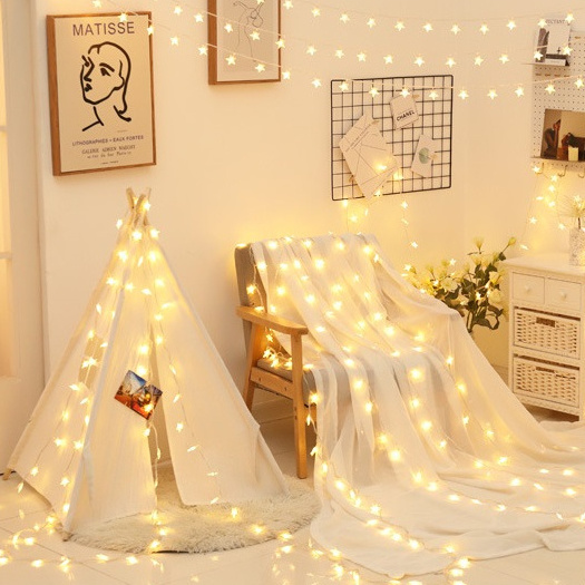 LED Lantern Star Light String Full of Stars Flashing Birthday Room Decoration Lights Christmas Neon Lantern String