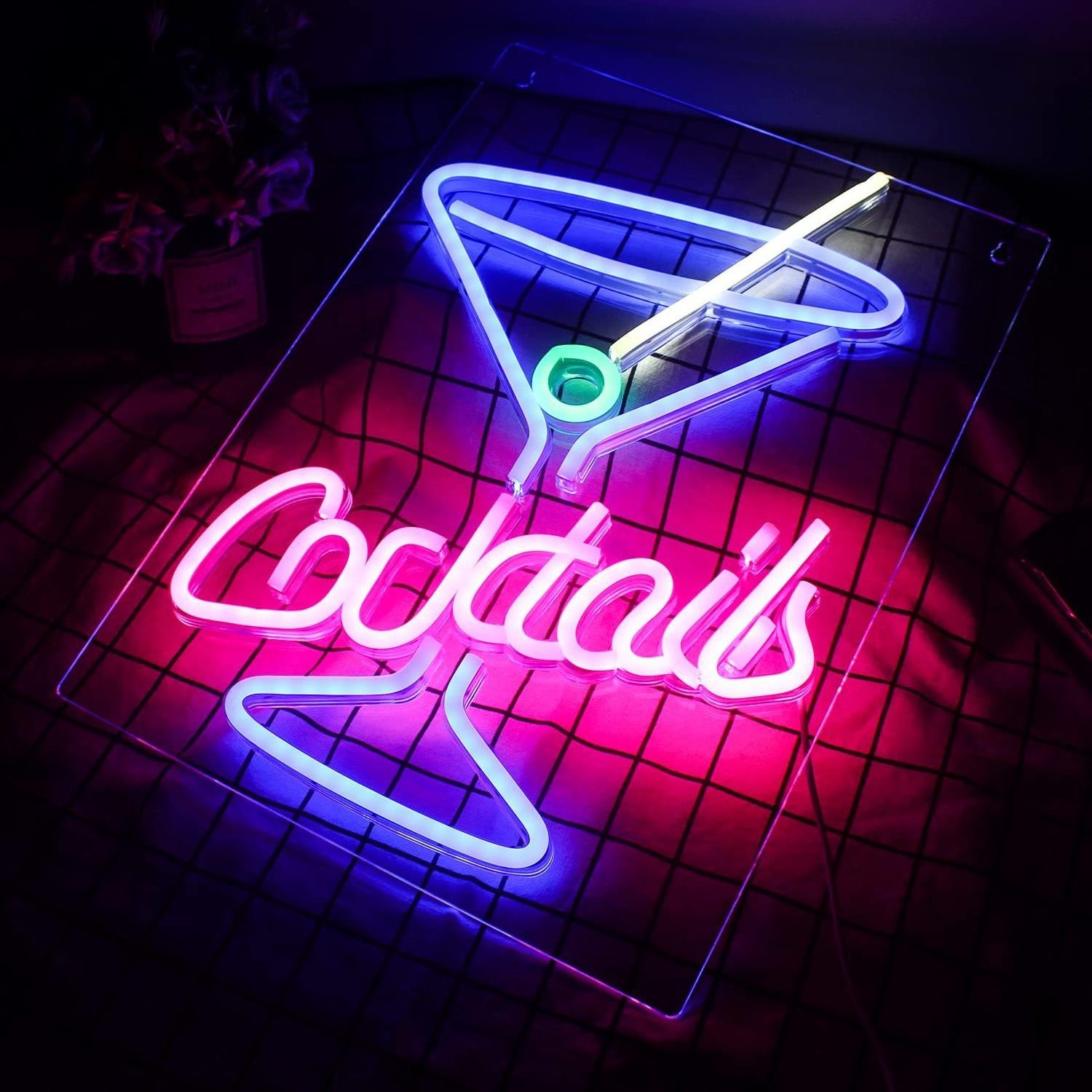 New LED Acrylic Backboard Neon Bar Decoration Cocktail Cocktails Abs Solar Garden Light