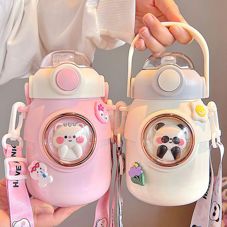 Cute Kawai Thermal Mug 700ML 316 Stainless Steel Thermos For Tea Kid children Drinks Water Bottle