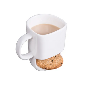 Custom Logo 250ML Ceramic Biscuits Mugs White Coffee Tea Milk Cookie Holder Side Cookie Biscuit Ceramic Mug