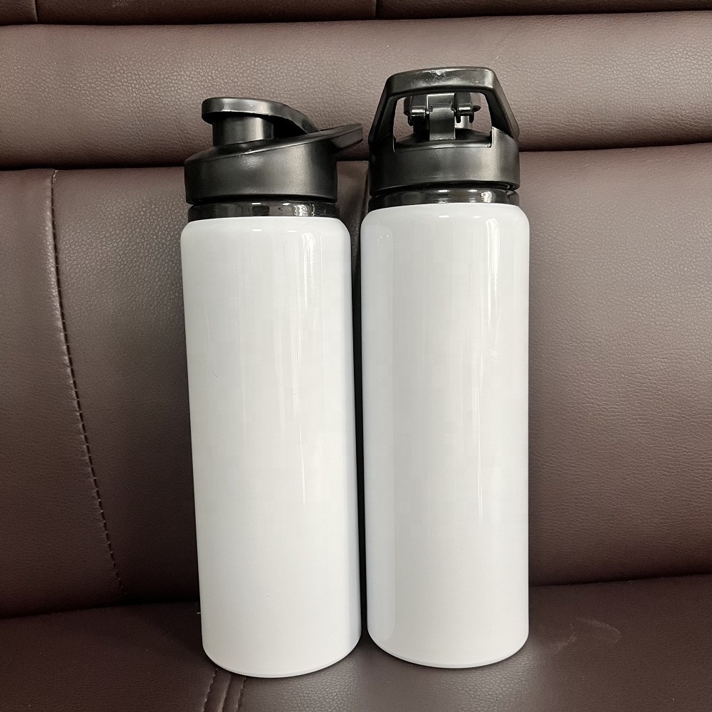 750ml Aluminum Sports Water Bottle with Straw Lid Heat Transfer Printing Sublimation Blank Tumblers