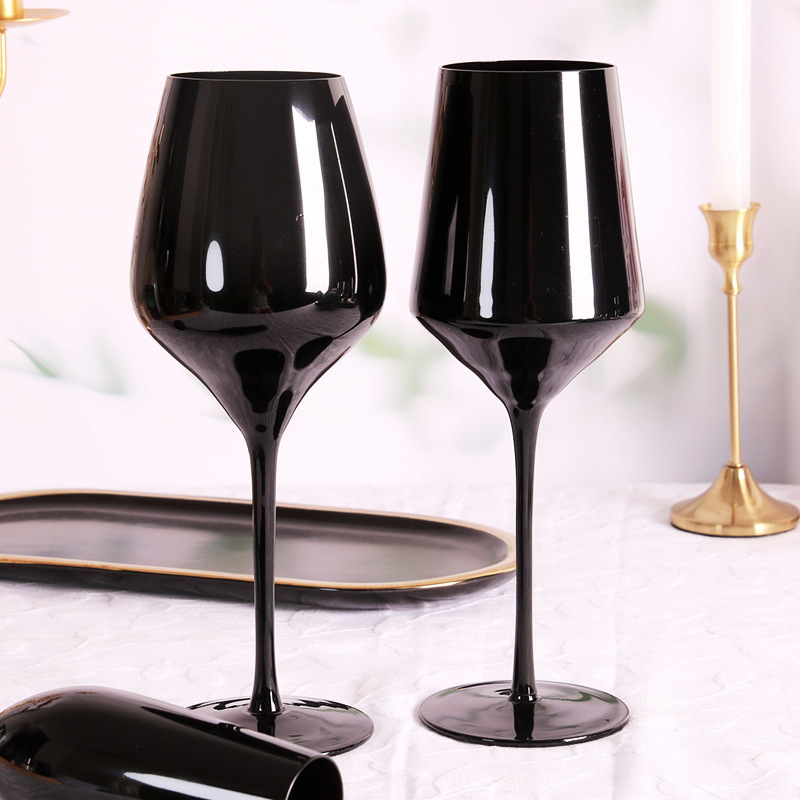 High Quality Modern Luxury Black Goblet Burgundy Crystal Goblet Champagne Wine Glass