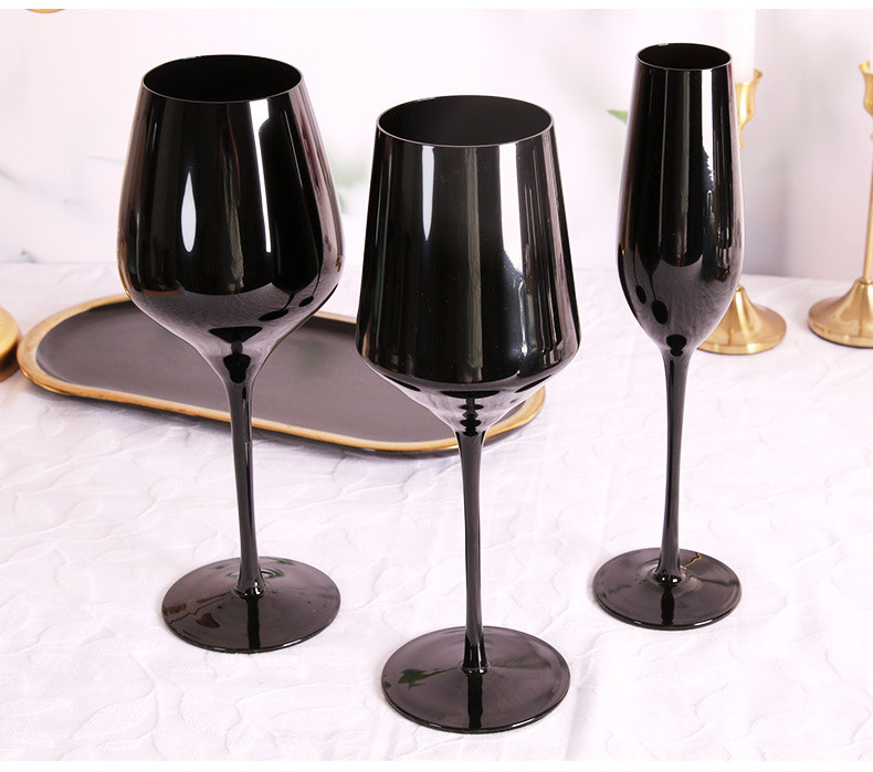 High Quality Modern Luxury Black Goblet Burgundy Crystal Goblet Champagne Wine Glass