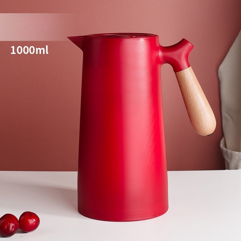 1L High Quality Double Wall Vacuum Carafe Tea Pot Glass Insulated Hot Coffee Pot Thermos Kettle