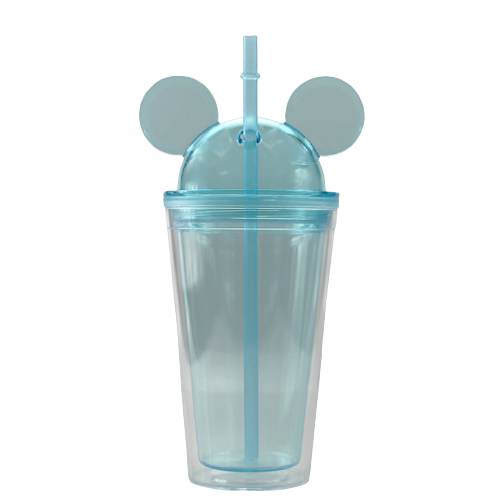 Wholesale Double Walled Acrylic Clear 16oz Mini Mickey Minnie Mouse Head Ear Tumbler Cup with Dome Lid