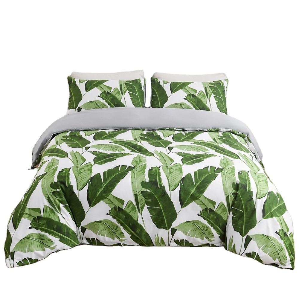 Green Banana Leaf Design Skin-friendly Soft Simple Style New Arrivals Luxury Bedding Set For Bedroom