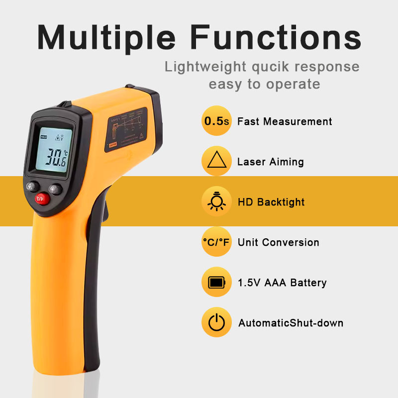 High quality new temperatures pyrometer IR handheld gun for metal kitchen infrareds thermometers for industry thermo detector