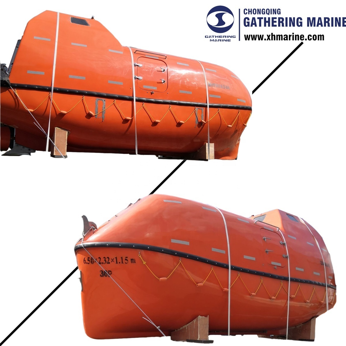 Solas Totally Enclosed Fire Resistant Type Life Boat with Davit