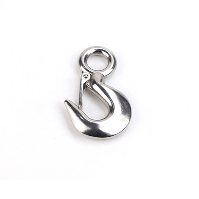 Stainless Steel 304 316 Lifting Cargo Large Eye Spring Latched Crane S320 Slip Hook with Latch