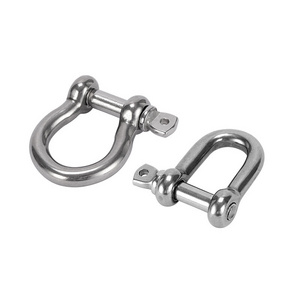 Rigging 304 316 Stainless Steel Bow Shackles D shape screw pin Shackle with safety pin