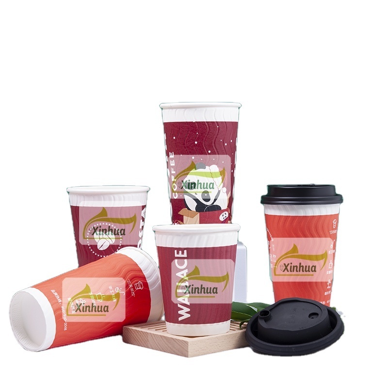 2024 New Design 3D Embossed Double Wall Coffee Paper Cup 4oz/8oz/10oz/12oz/16oz/20oz Capacity for Hot Beverages