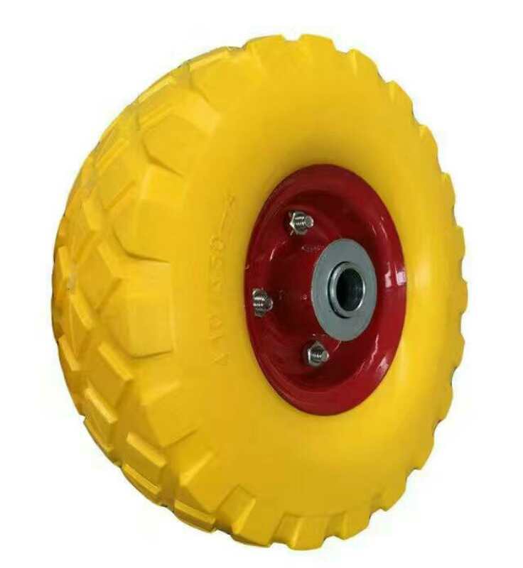 10 inch solid flat free wheel 3.50-4 PU foam wheel with Sawtooth Tread