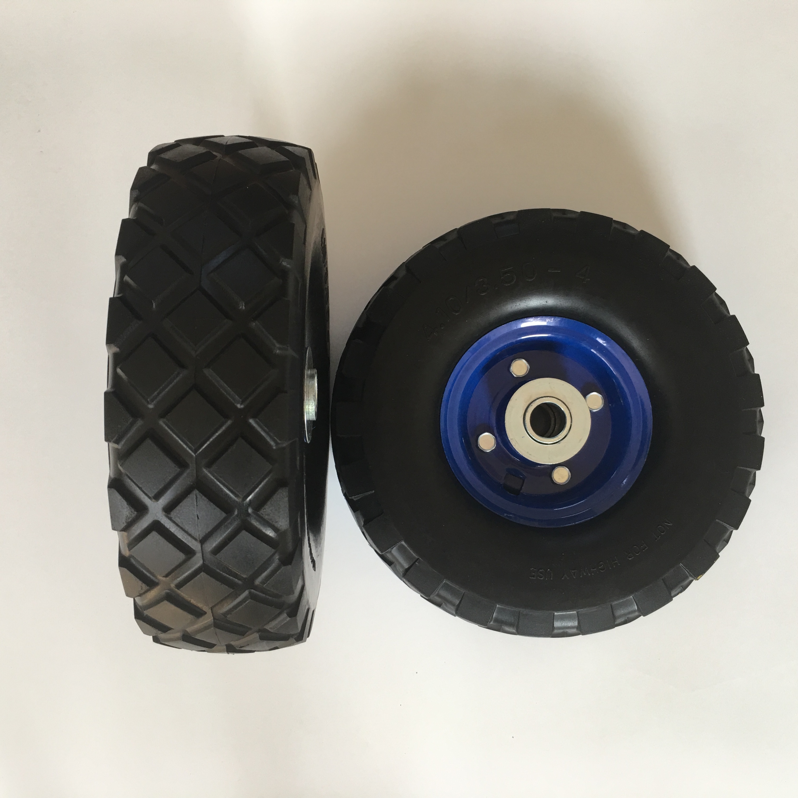 10 inch solid flat free wheel 3.50-4 PU foam wheel with Sawtooth Tread