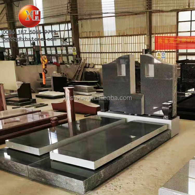 High Polished New Tombstone Modern Western Style Natural Marble Stone Monument Memorial Grave Stone And Black Headstones