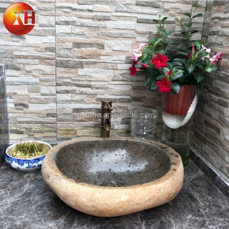 Garden Bathroom Sanitary Ware Lavabo Natural River Stone Carved Competitive Price Hand Wash Basin Water Sinks