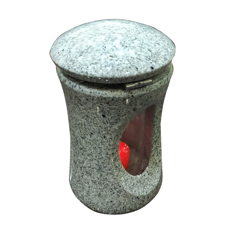 European Customized Cemetery Solar Natural Granite Grave Stone Solar lights And Funeral Memorial Lamp For sale