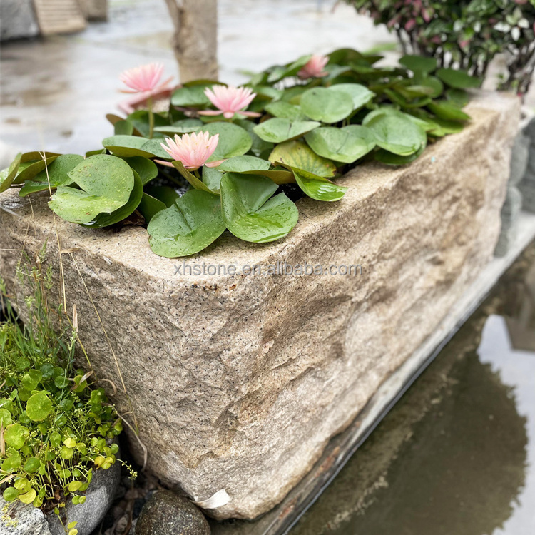 Garden Landscaping Decoration Design Natural Old Stone Material Antique Water Trough Bowl Pot Planter For Sale