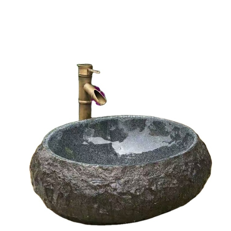 Garden Bathroom Sanitary Ware Lavabo Natural River Stone Carved Competitive Price Hand Wash Basin Water Sinks