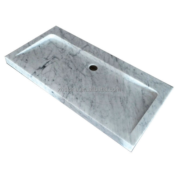 High Quality Bathroom Use Natural Carrara White Marble Stone Carved Oval Shape Wash Basin Water Vessel Sink