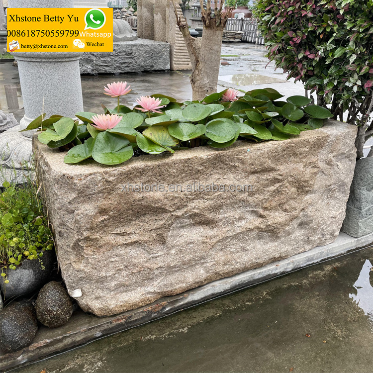 Garden Landscaping Decoration Design Natural Old Stone Material Antique Water Trough Bowl Pot Planter For Sale