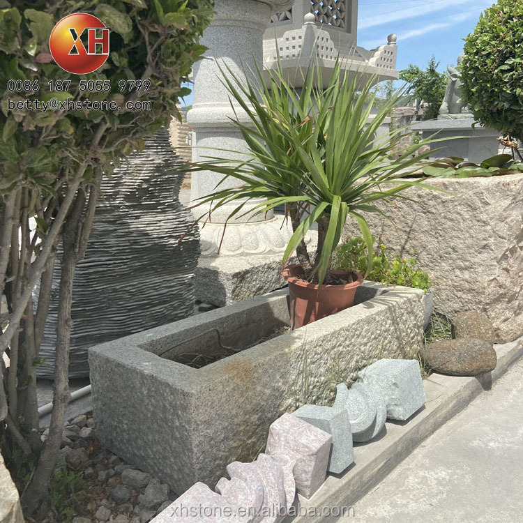 Hand Carved Wholesale Cheap Garden Decorative Old Natural Granite Stone Water Trough And Pots Stone Square Basin Flower Planters