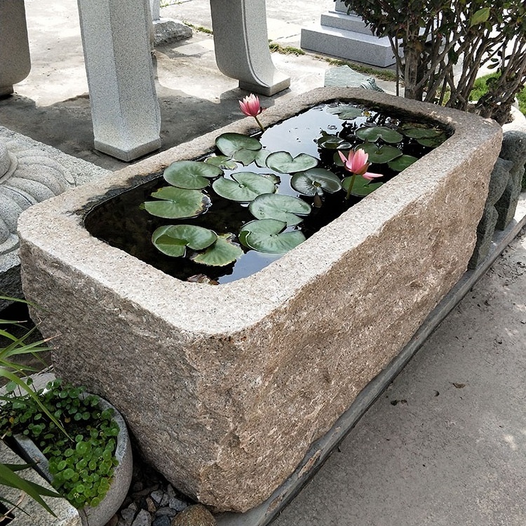 Outdoor Old Natural Stone Planter Garden Sculpture Large Troughs Water Basin Fishbowl Waterscape Fishpond Lotus Pots For Sale