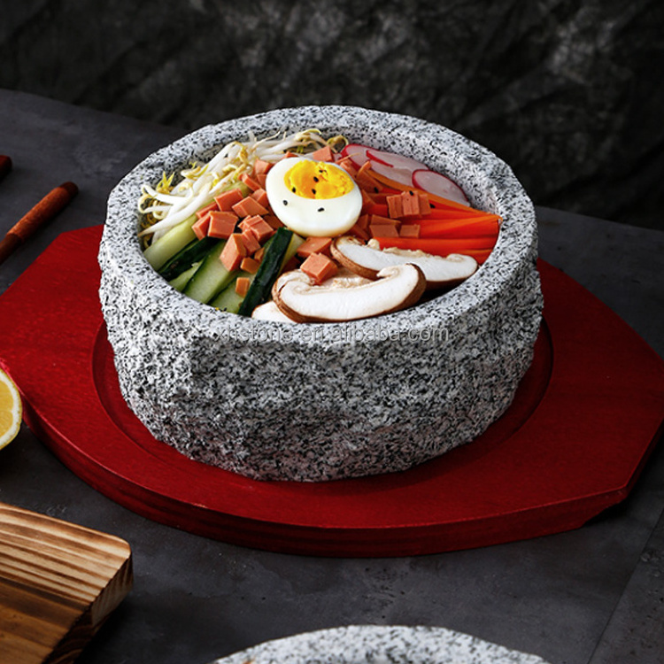 Korean Style Granite Stone Ware Korea Food Bowl Bibimbap Hot Pots Cooking Soup Dolsot Rice Bowls For Sale